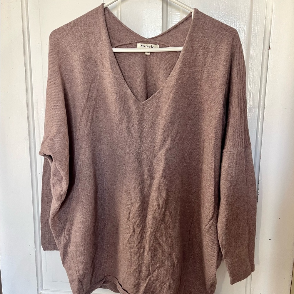 Miracle V-Neck Sweater in Soft Mauve